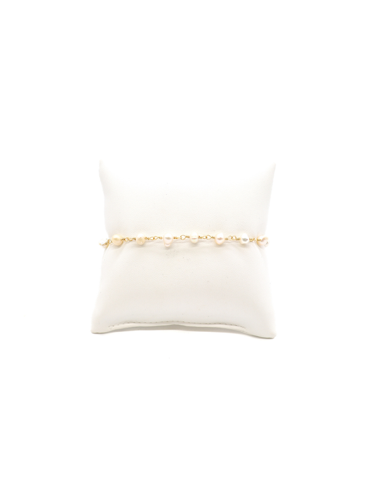 TCB Gold Beth Pearl Charm Bracelet