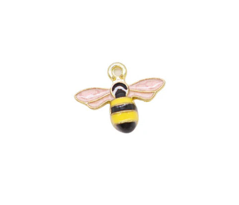 TCB Gold & Pink Bumble Bee Charm