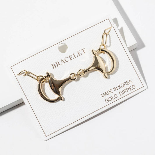 Gold Dipped Horsebit Link Bracelet: Gold