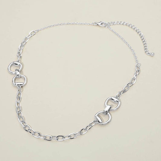 Horsebit Link Chain Necklace: Rhodium