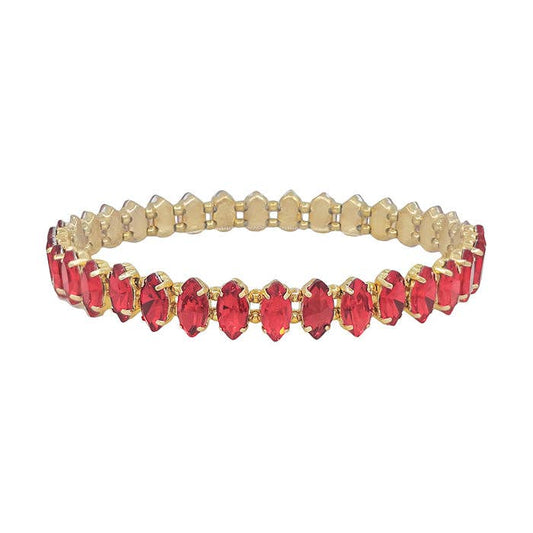 Red Opal Marque Crystal and Gold Stretch Bracelet