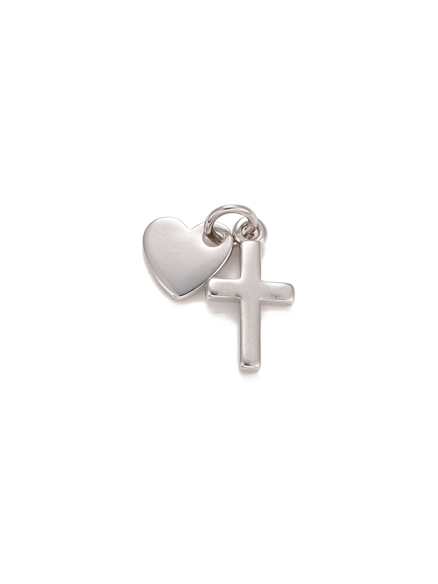 TCB Silver Heart and Cross Charm