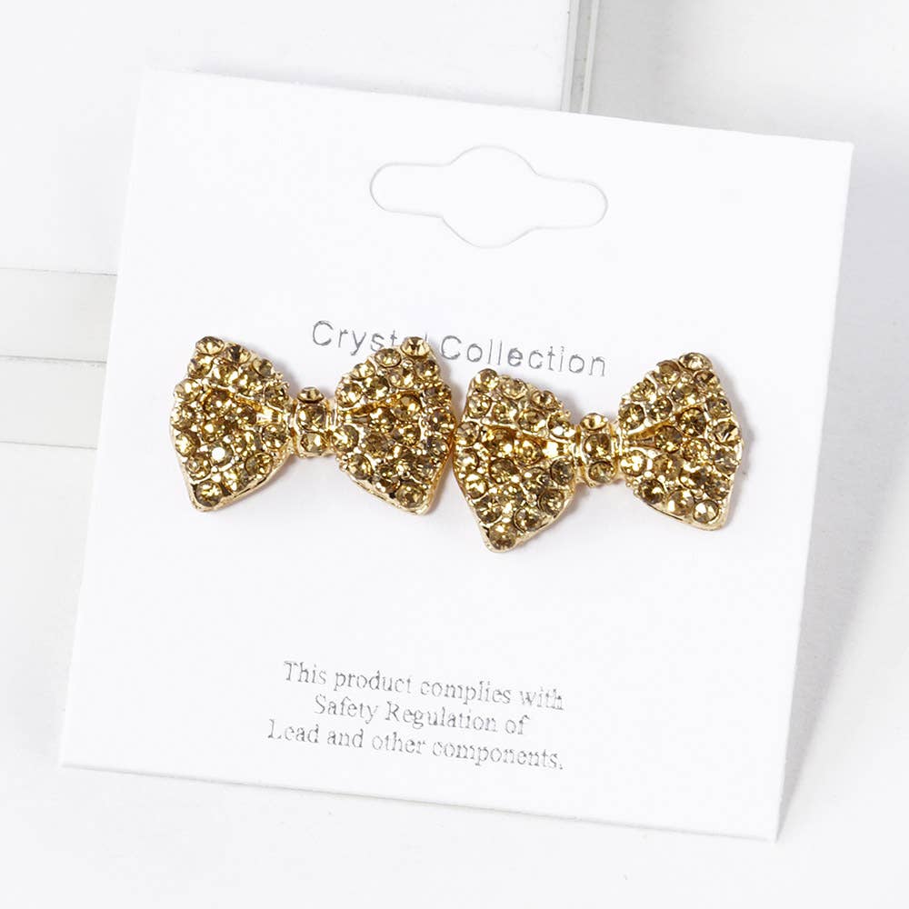 Crystal Rhinestone Bow Stud Earrings: Light,Siam