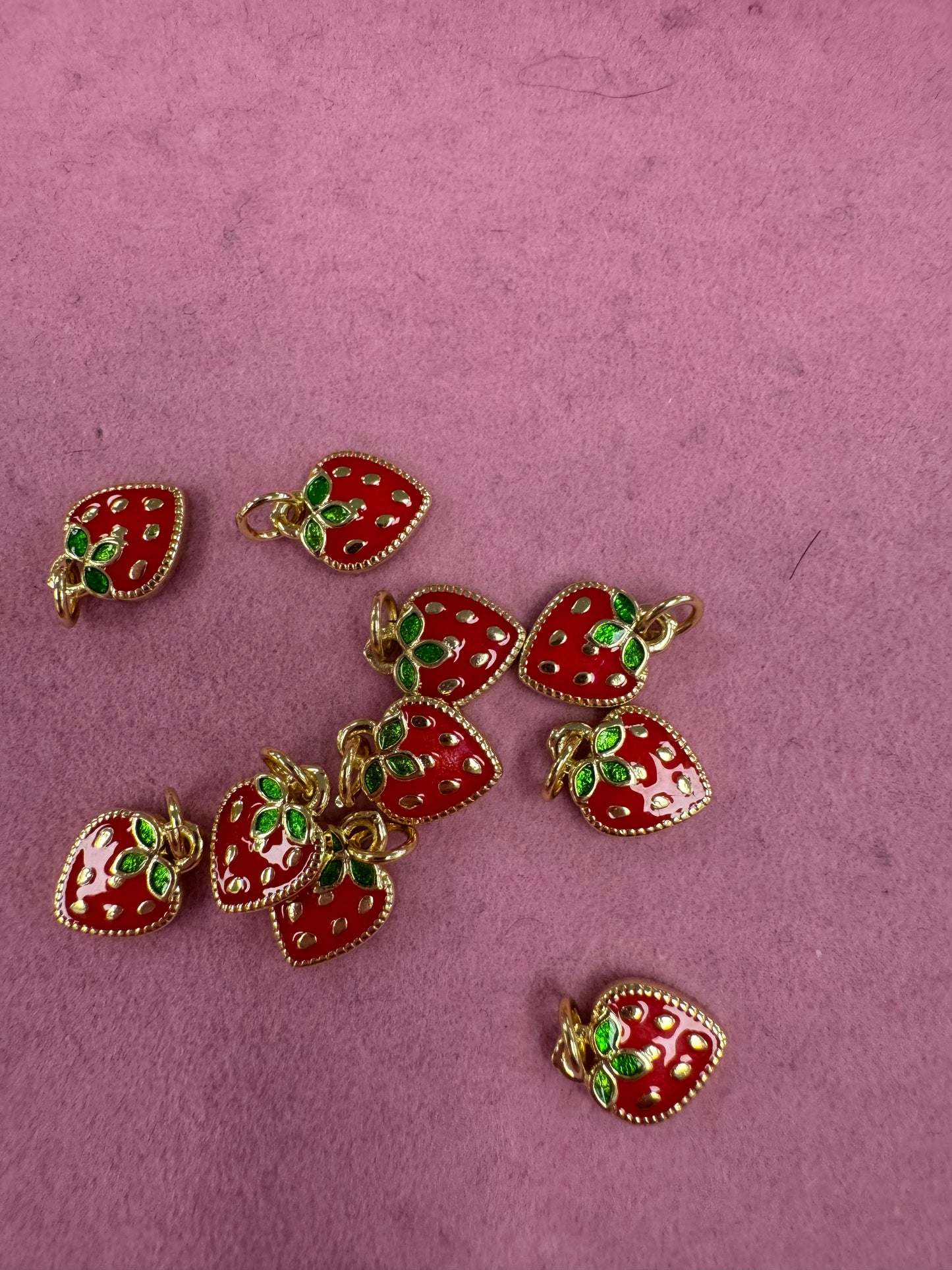 TCB Enamel Strawberry Charms