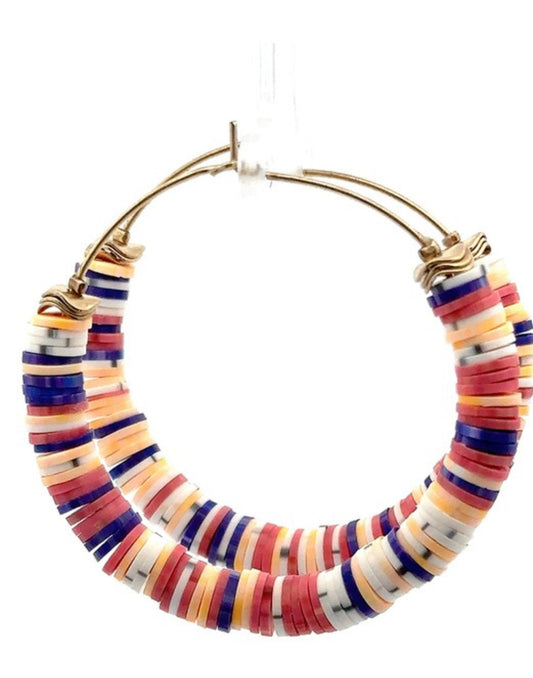 Multi Colored Gold Hoop Earring