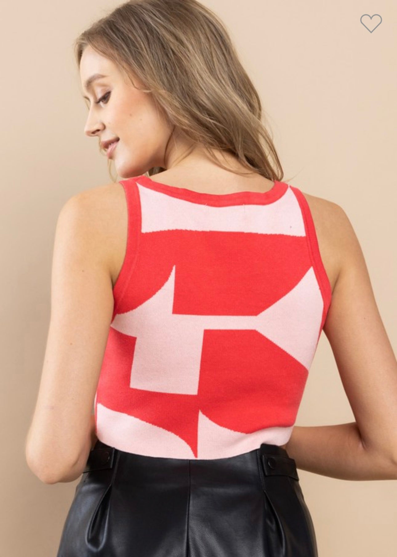 Abstract Cropped Knit Top