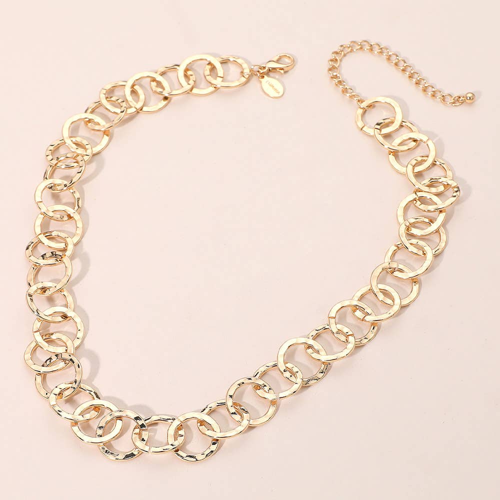 Chunky Square Link Chain Necklace: Gold