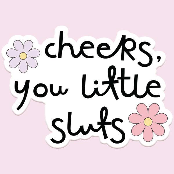 Cheers Retro Floral Funny Sticker Decal