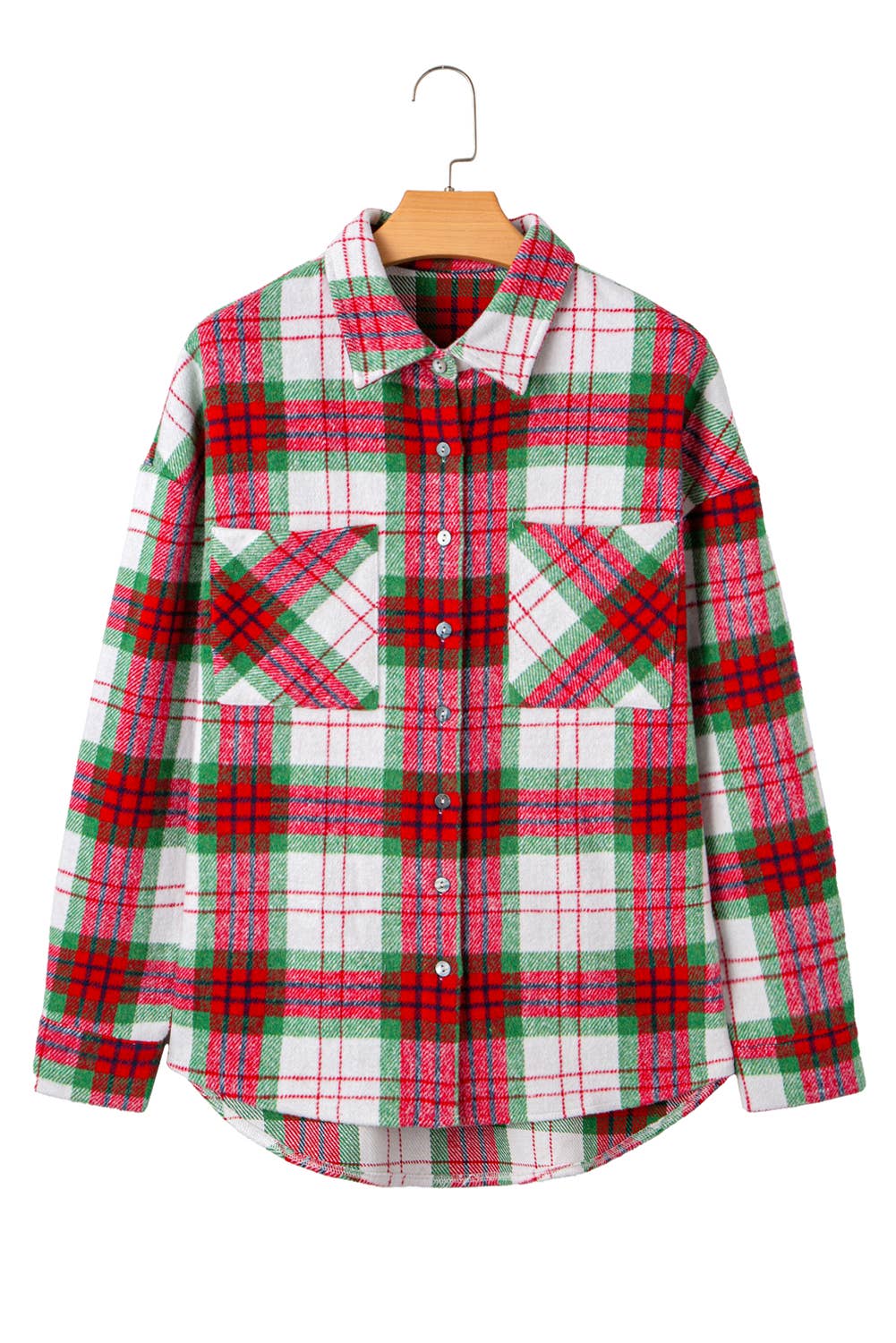 Christmas Plaid Long Sleeve Shacket