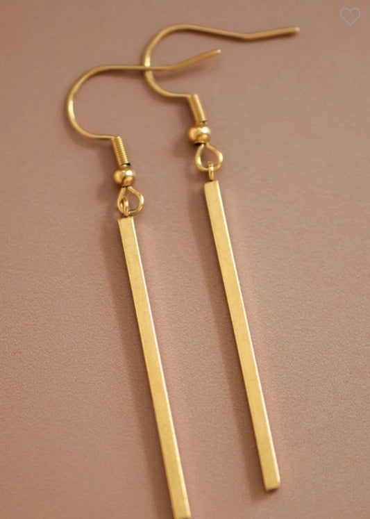 Gold Bar Drop Earring