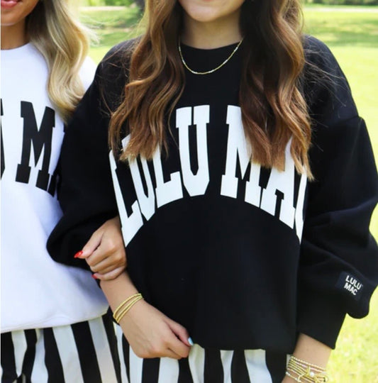 Lulu Mac Black with White Puff Sweatshirt