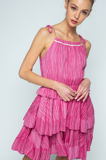 TEABERRY HALTER TIE STRAP TIERED LAYERED SKIRT MINI DRESS 
