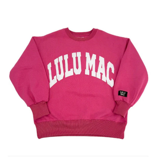 LuLu Mac Hot Pink w White Puff Sweatshirt