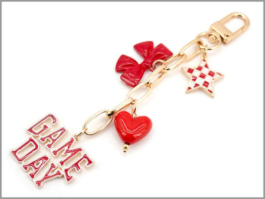 Gameday Bag Charm with Star, Bow, and Heart!
