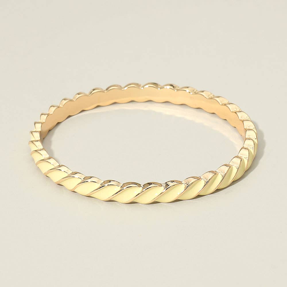 Enamel Inlay Twisted Hinged Bangle Bracelet