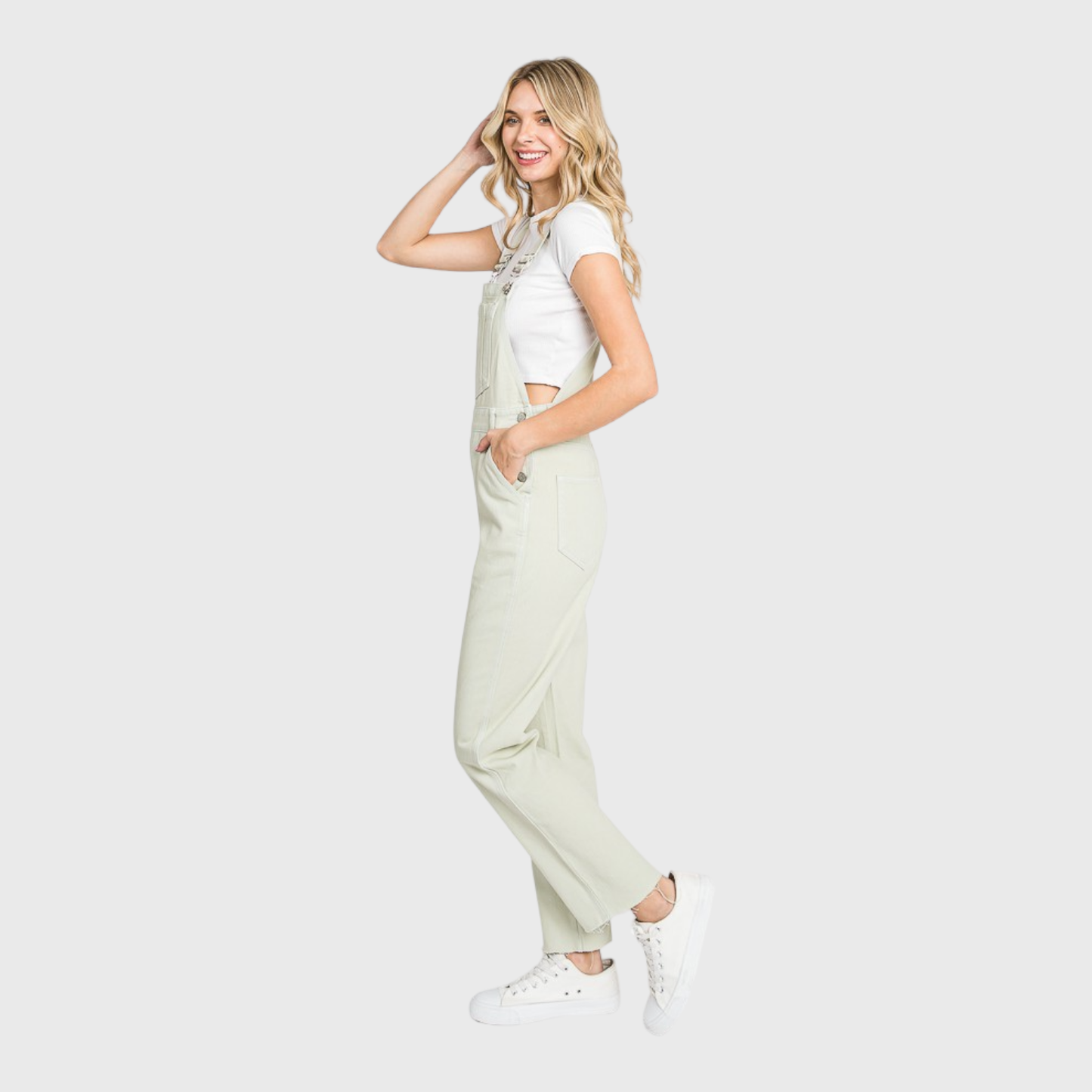 LT-OLIVE STRAIGHT LEG OVERALLS