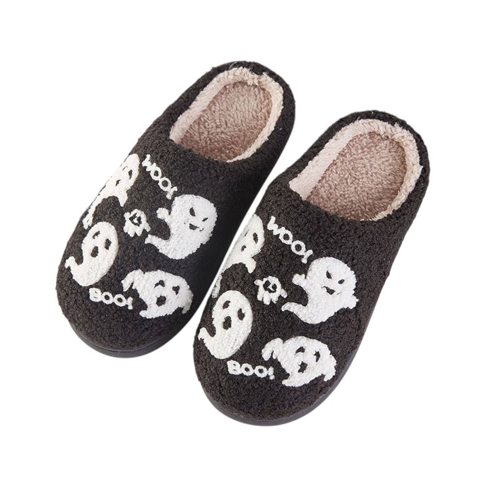 Halloween Ghost Cozy Fleece Slippers