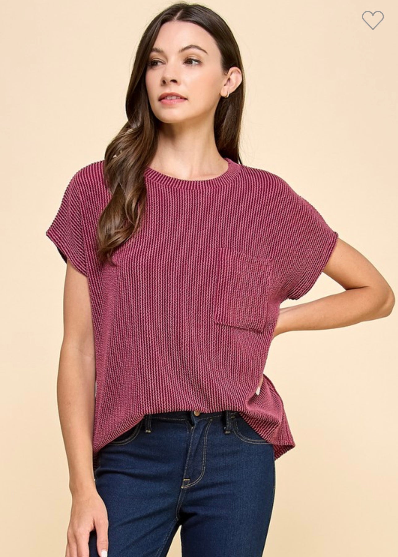 Solid Ribbed Top w Pocket