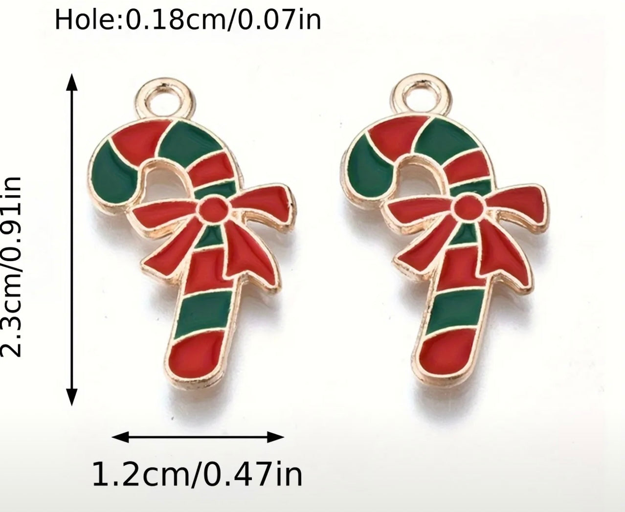 Christmas CB Candy Cane w Bow Charm