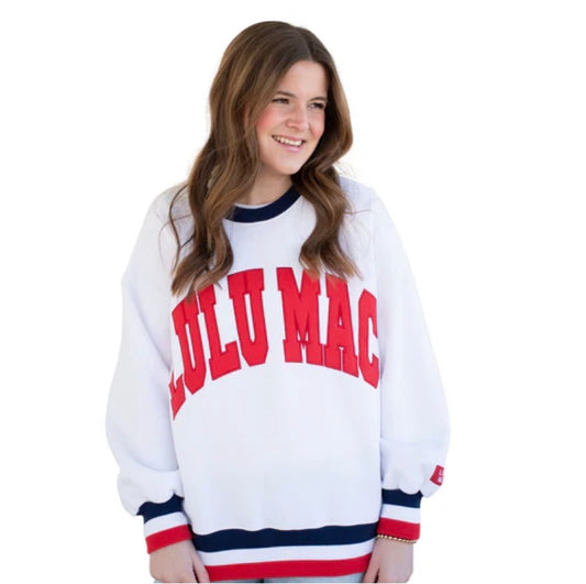 LuLu Mac Social Society Red, White and Navy Stitch