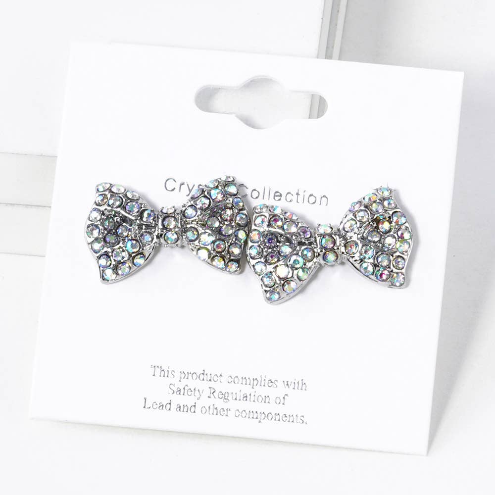 Crystal Rhinestone Bow Stud Earrings: Light,Siam
