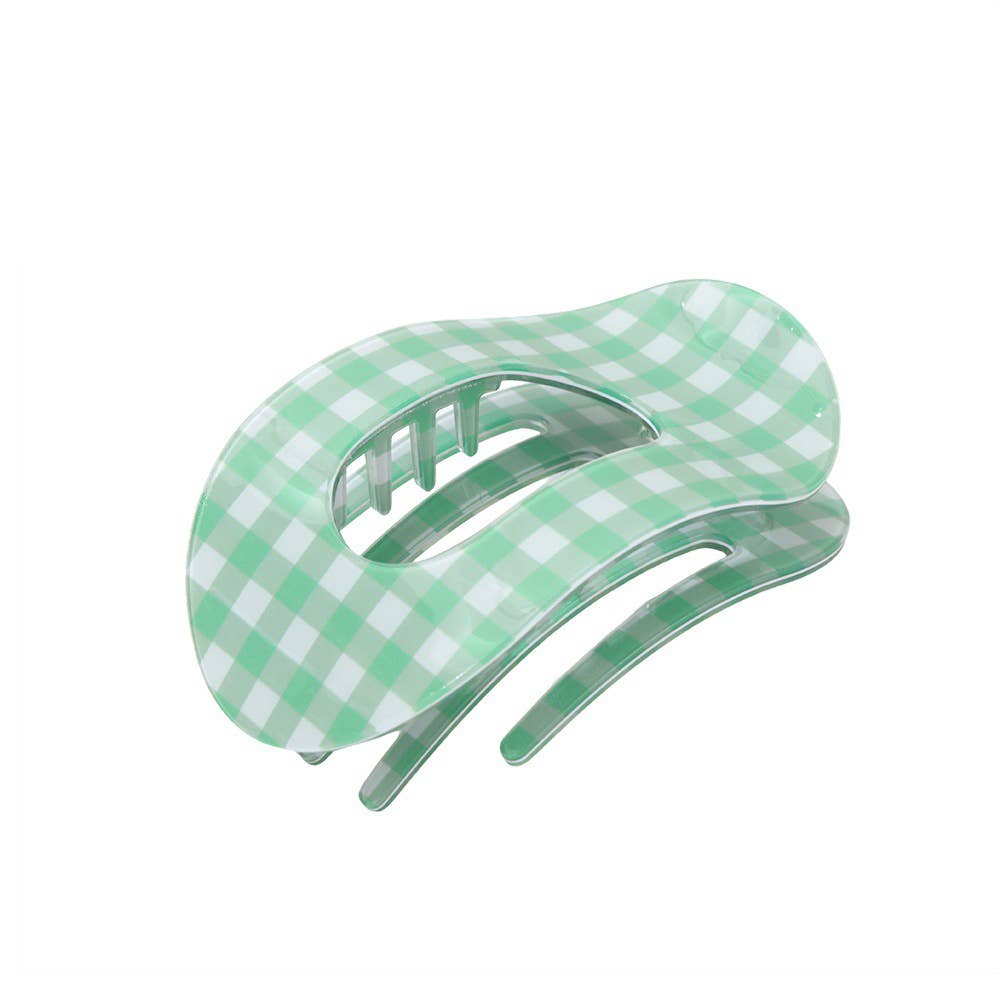 Gingham Checkered Oval Hair Clip