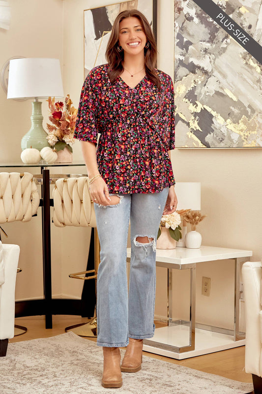 PLUS SIZE Wrinkle Free Floral Printed DREAMER