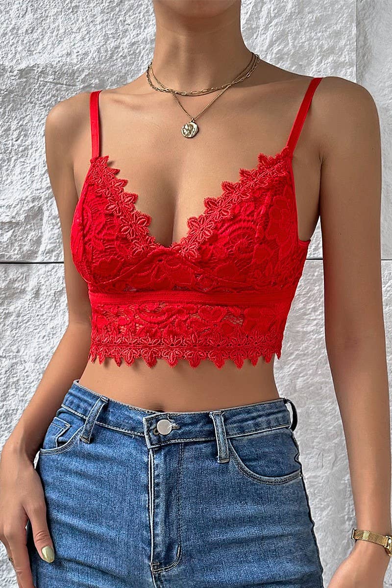 DEEP V-NECK  LACE BRALETTE