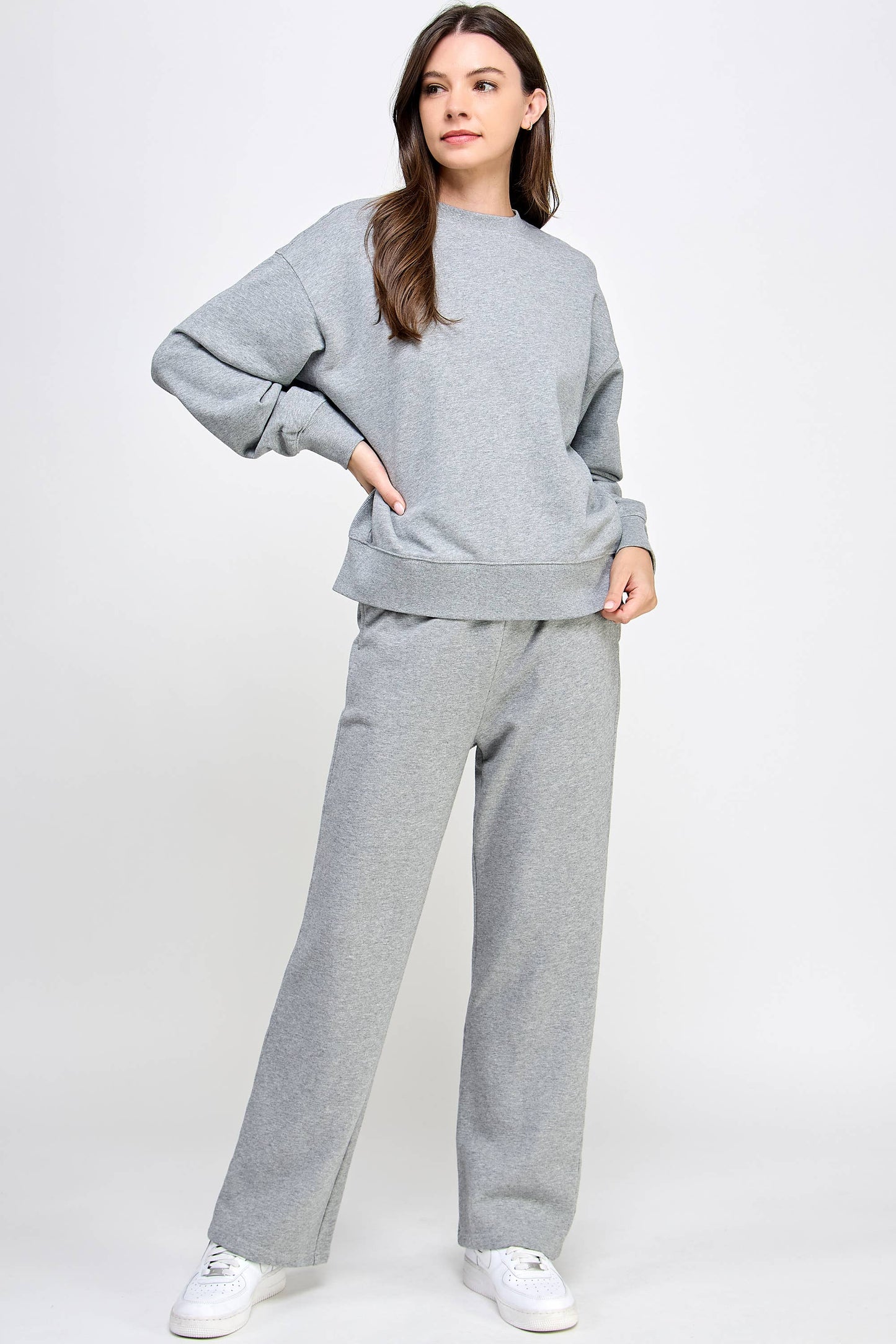 P9001P EVERYDAY HIGH RISE FRENCH TERRY SWEATPANTS: Pink / SMALL