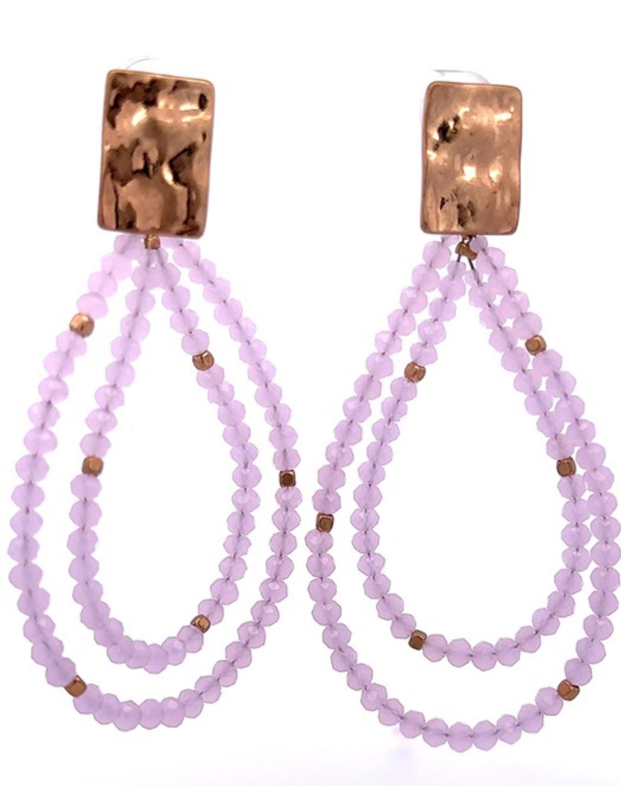 Beaded Double Hoop Drop Earring