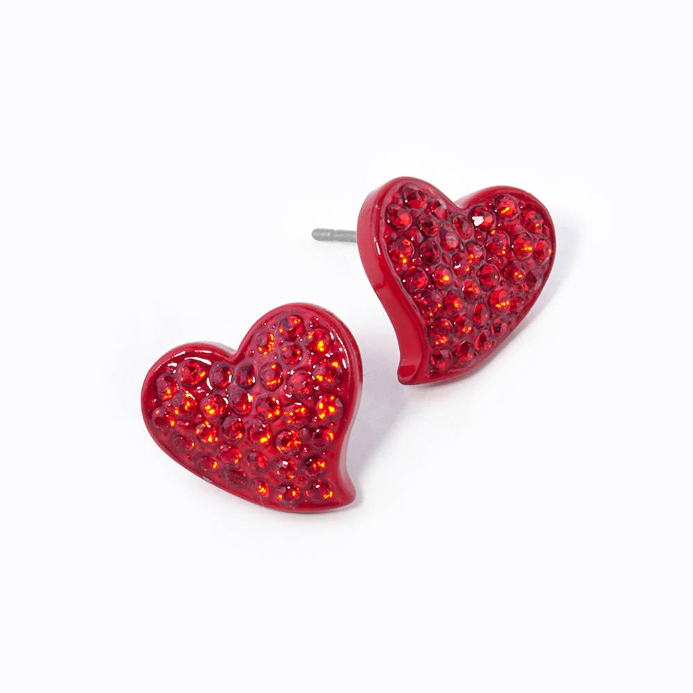 Crystal Rhinestone Pave Heart Stud