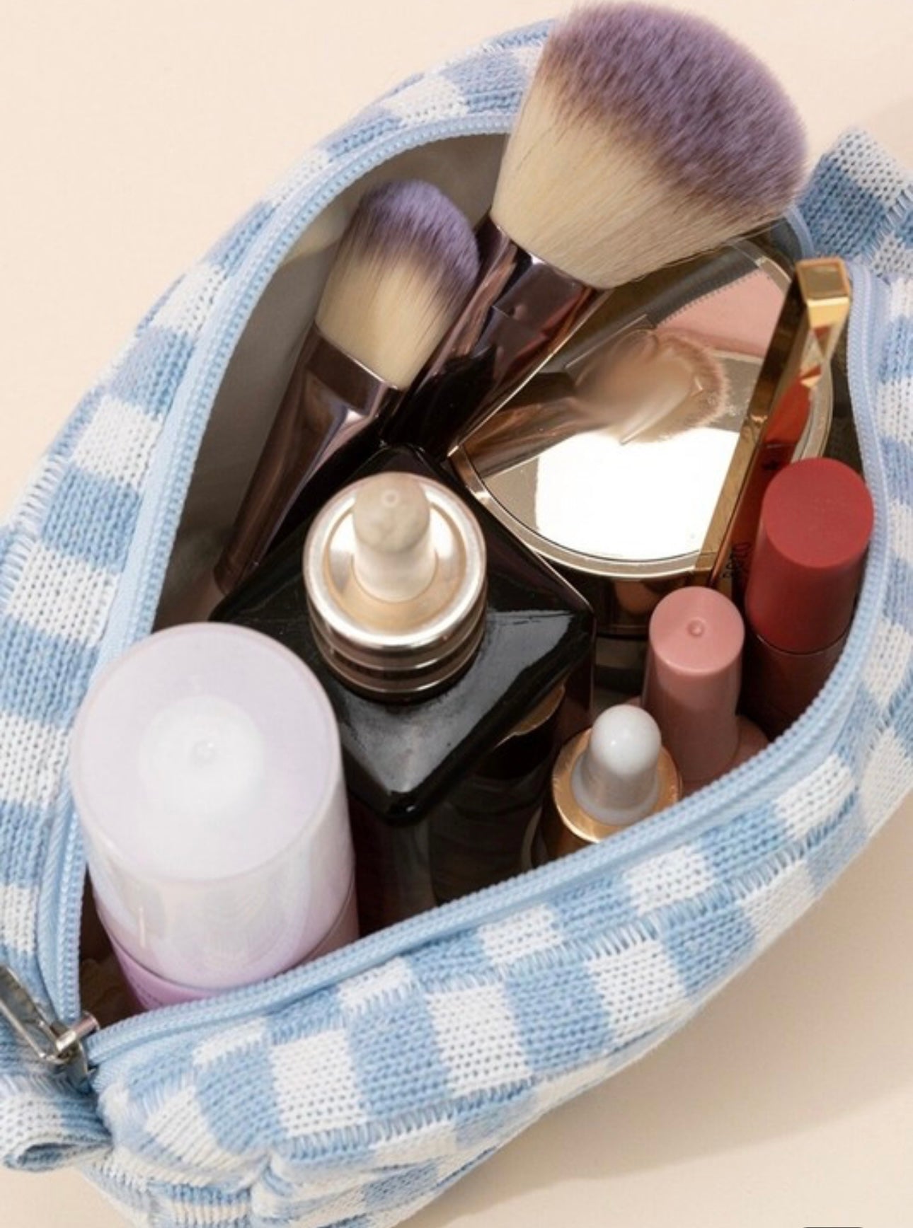 Checkered Make Up Bag