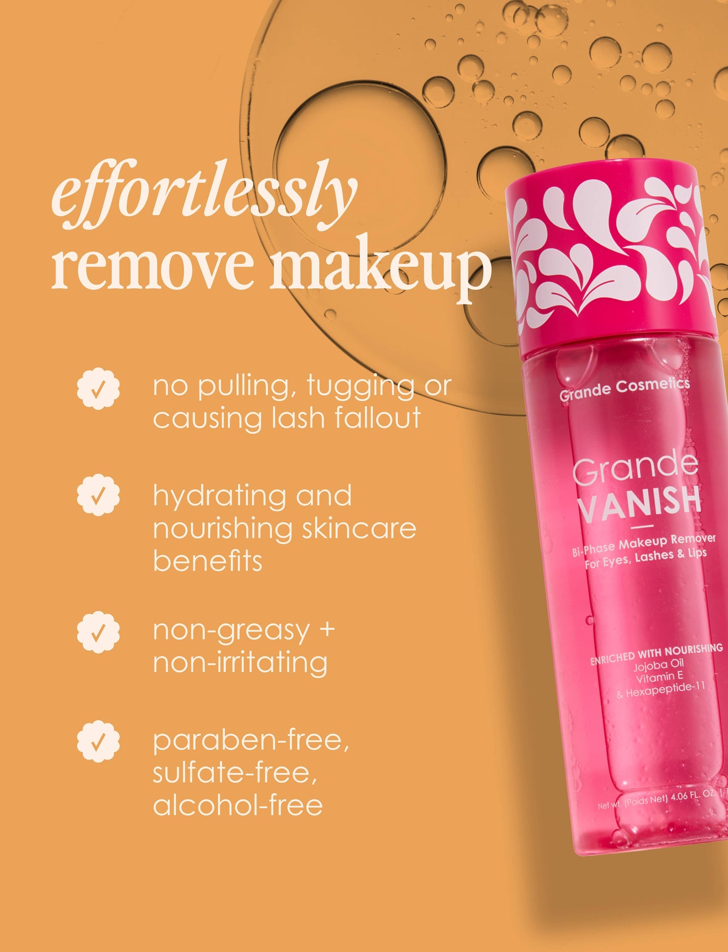 GrandeVANISH-Bi-Phase Makeup Remover for Eyes, Lashes & Lips