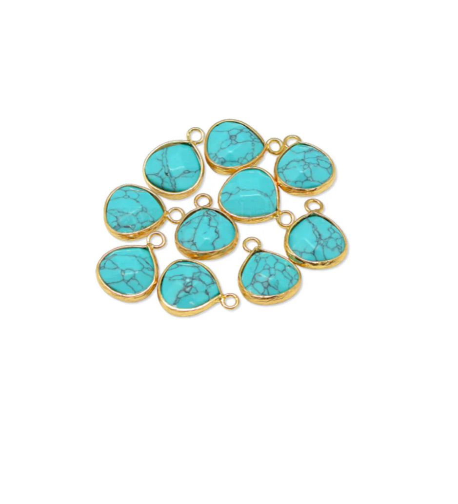 TCB Gold Framed Turquoise Teardrop Charm