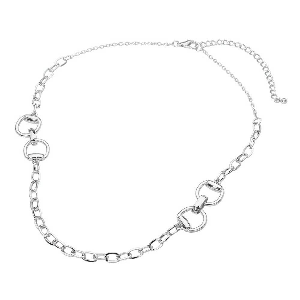 Horsebit Link Chain Necklace: Rhodium