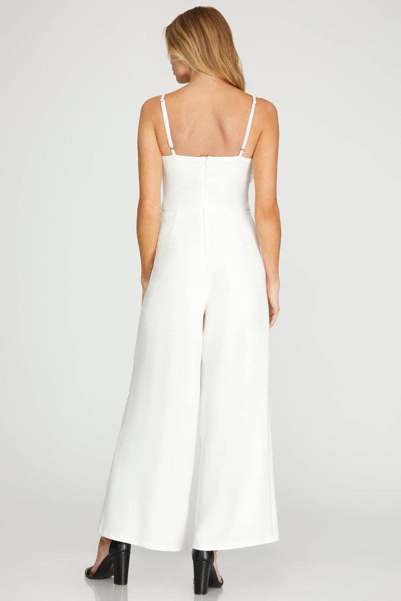 CAMI JUMPSUIT WITH SHIMMER SATIN BOW