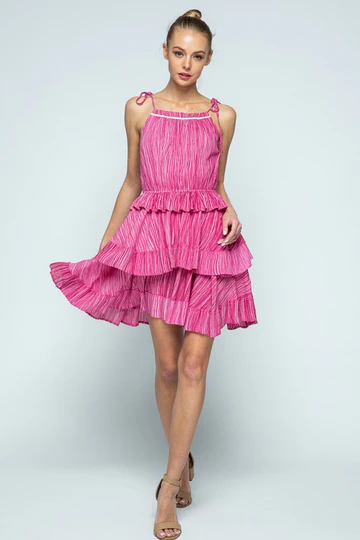 TEABERRY HALTER TIE STRAP TIERED LAYERED SKIRT MINI DRESS 