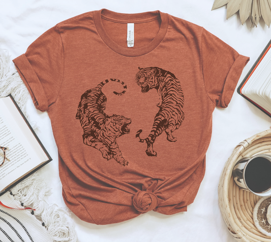 Boho Tiger Graphic Tee: Rust