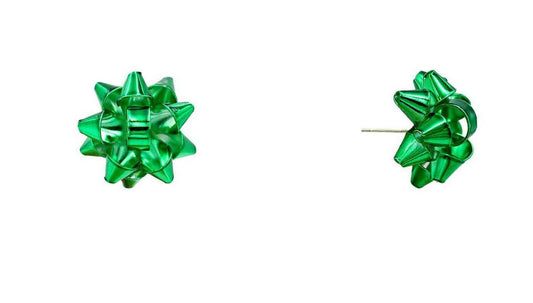 Green Bow Studded .5" Earring