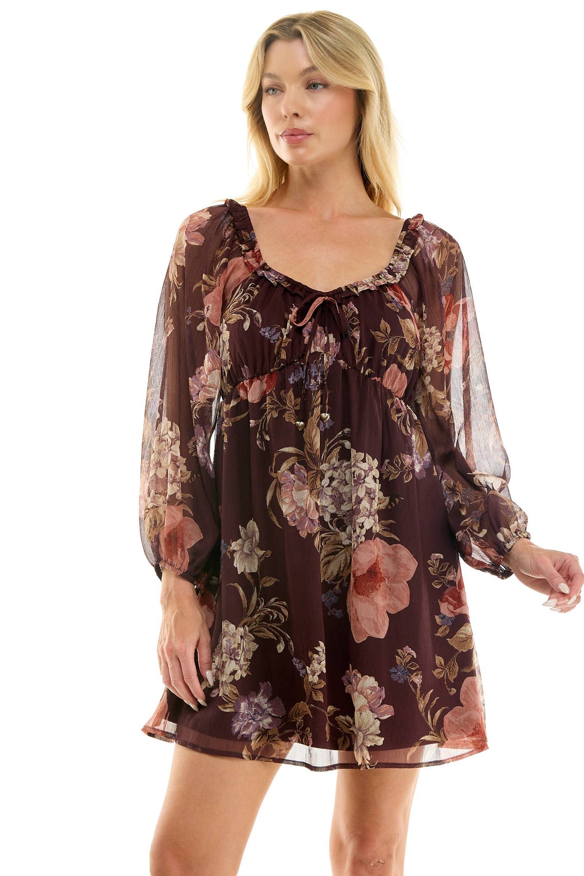VINTAGE FLORAL EMPIRE MINI DRESS: EGMAL / S