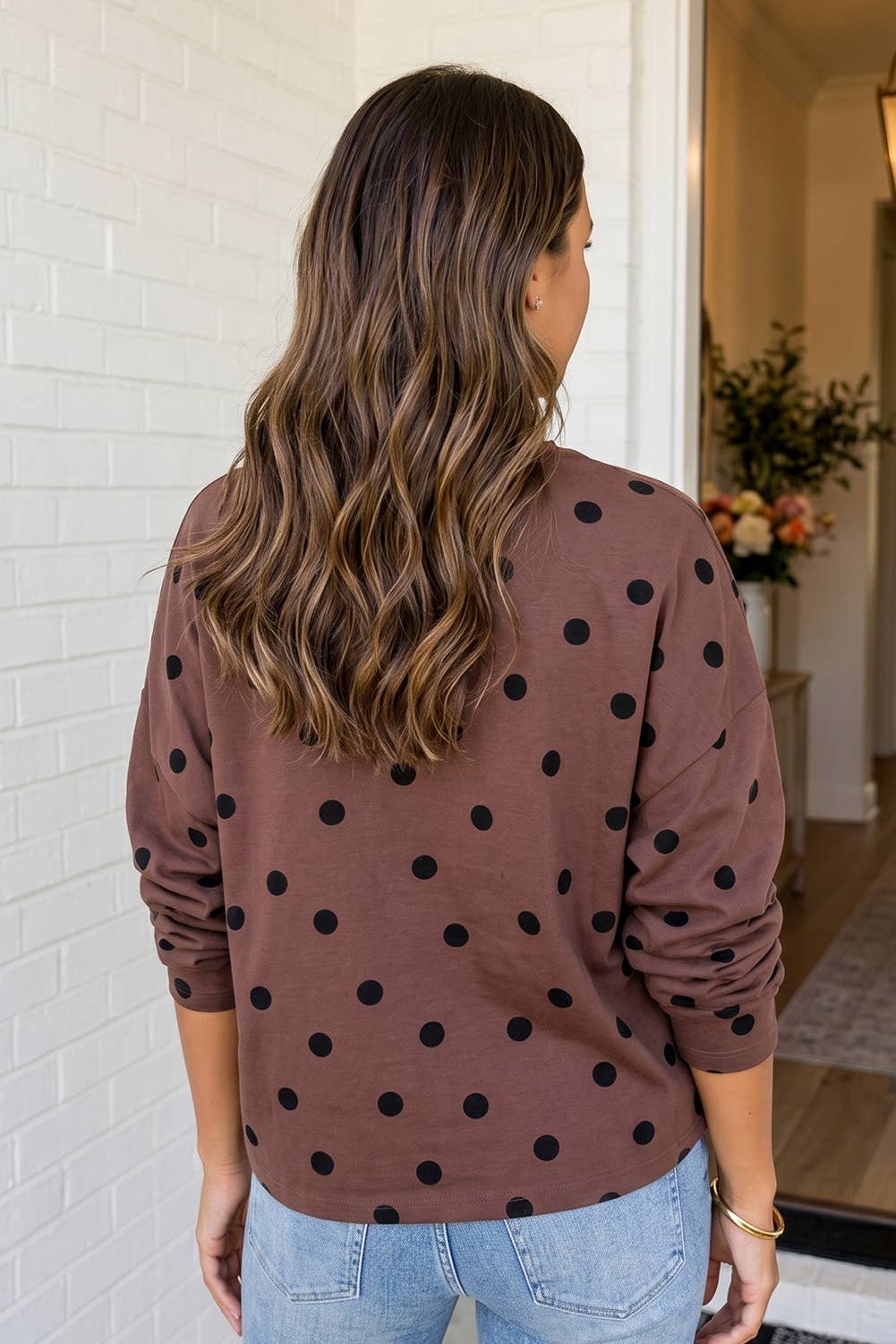 MDB COLLECTION Polka Dot Button Front Shift Cardigan