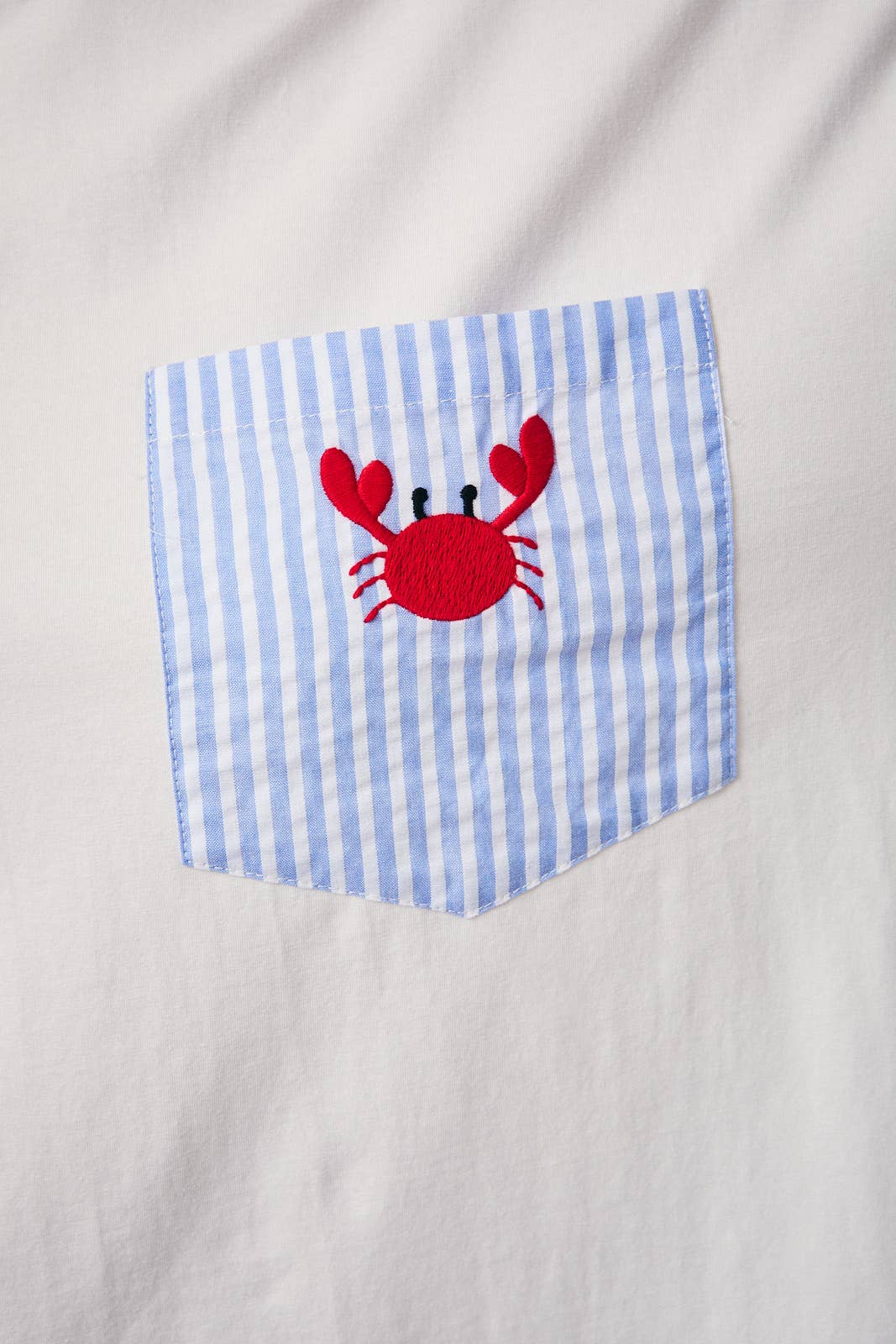 ROUND NECK T-SHIRT WITH POCKET CRAB EMBROIDERY