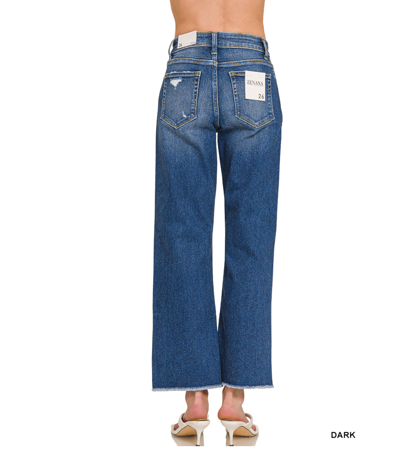 ZENANA HIGH WAIST STRAIGHT LEG DARK WASH DENIM JEAN