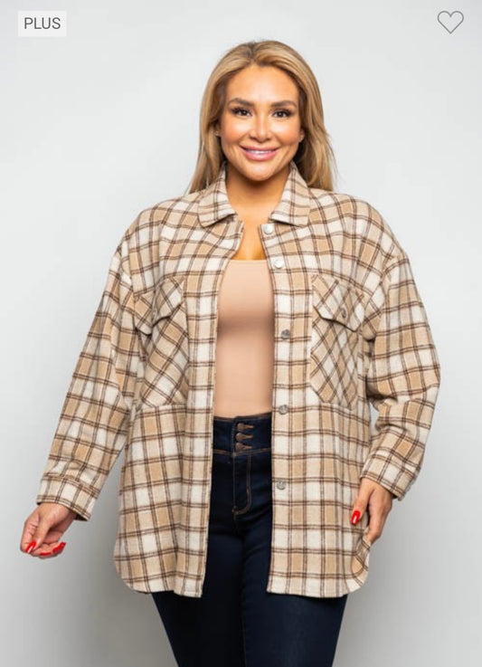 Plus Plaid Button Up Shacket