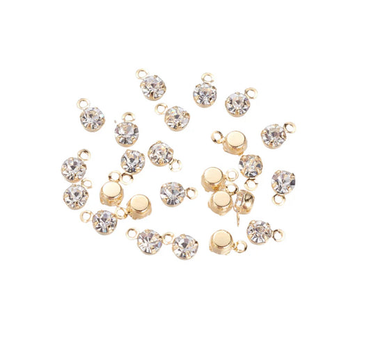 TCB Gold Tiny Cubic Zirconia Charm