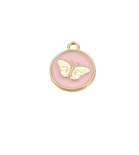 TCB Pink Butterfly Disc Charm