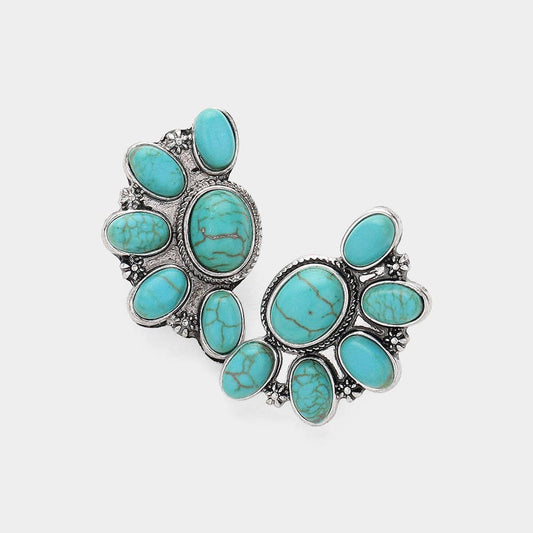 Western Turquoise Stone Cluster Earrings