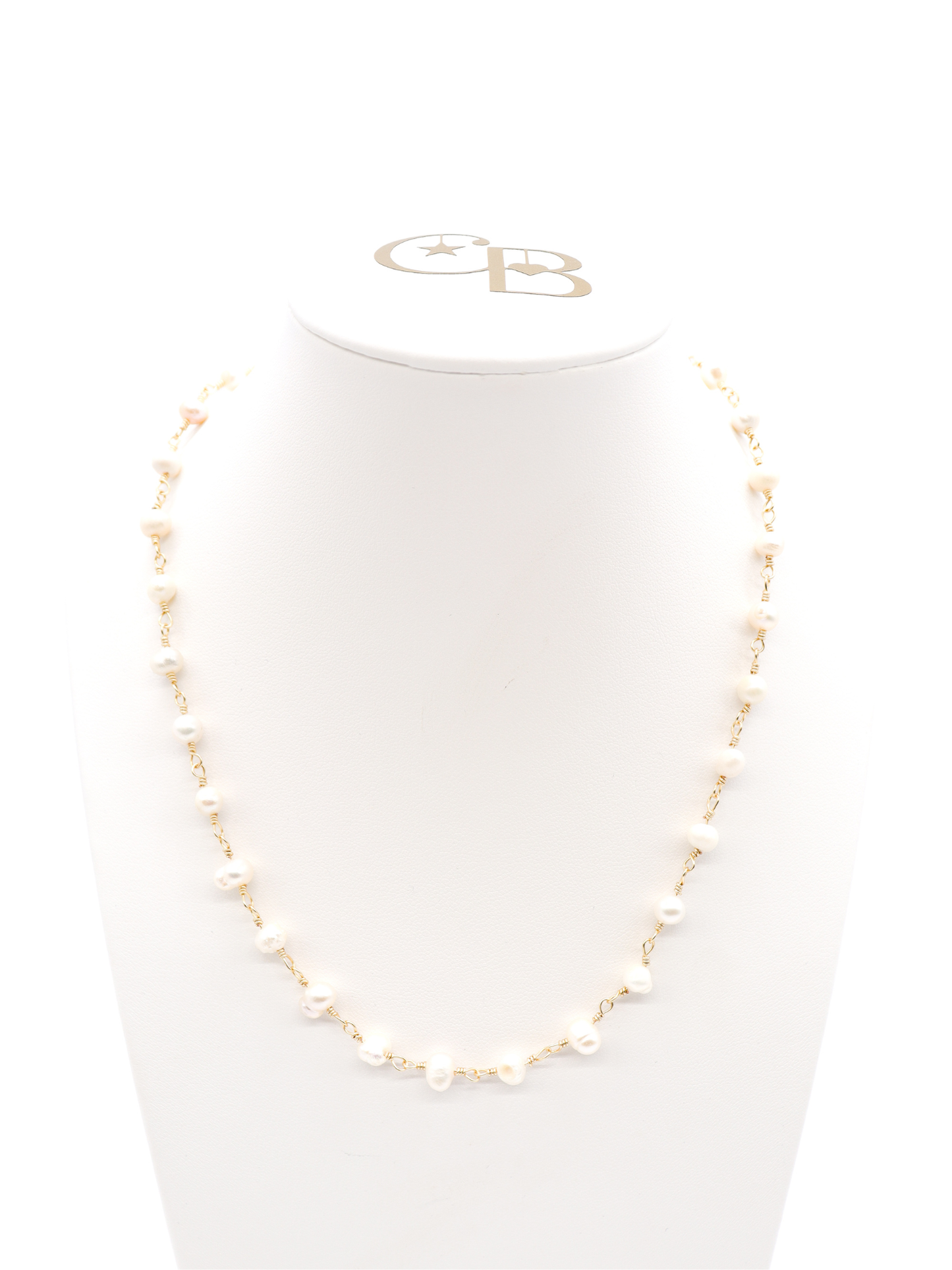 TCB Gold Beth Pearl Charm Necklace