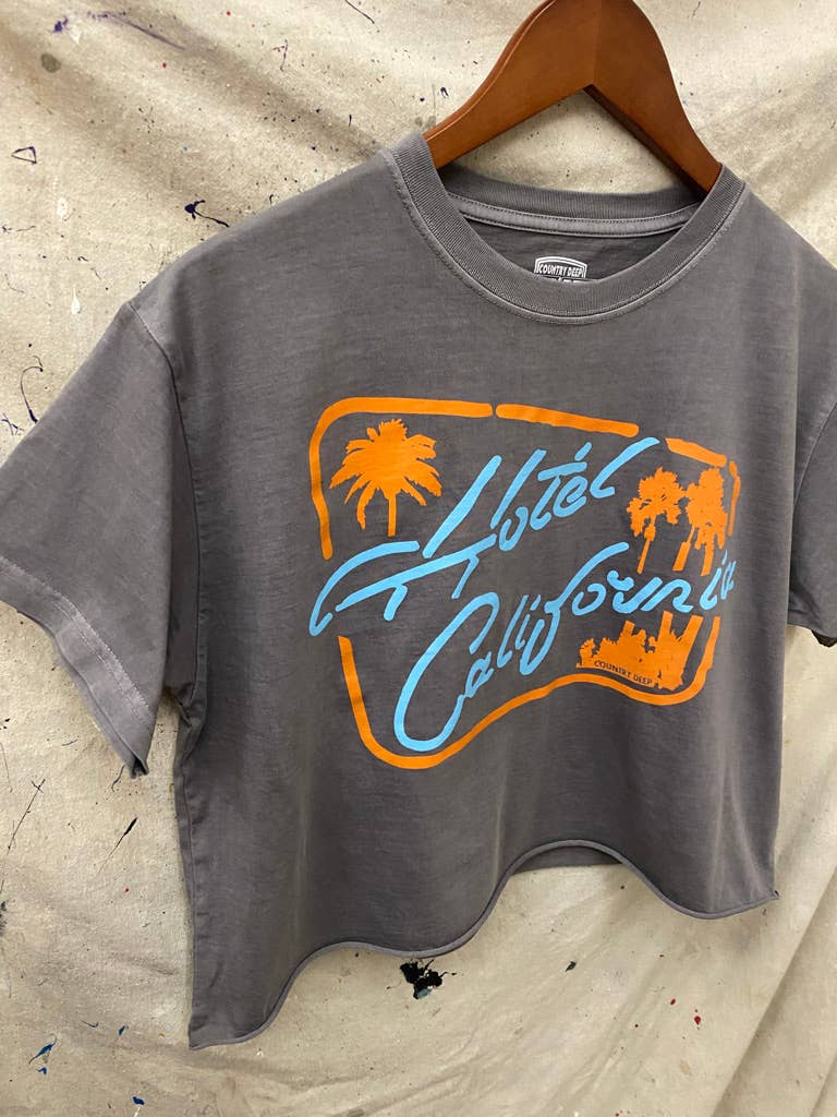 Hotel California Vintage Relaxed Crop T-shirt Charcoal
