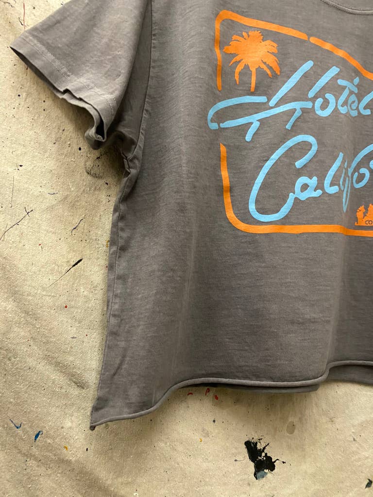 Hotel California Vintage Relaxed Crop T-shirt Charcoal